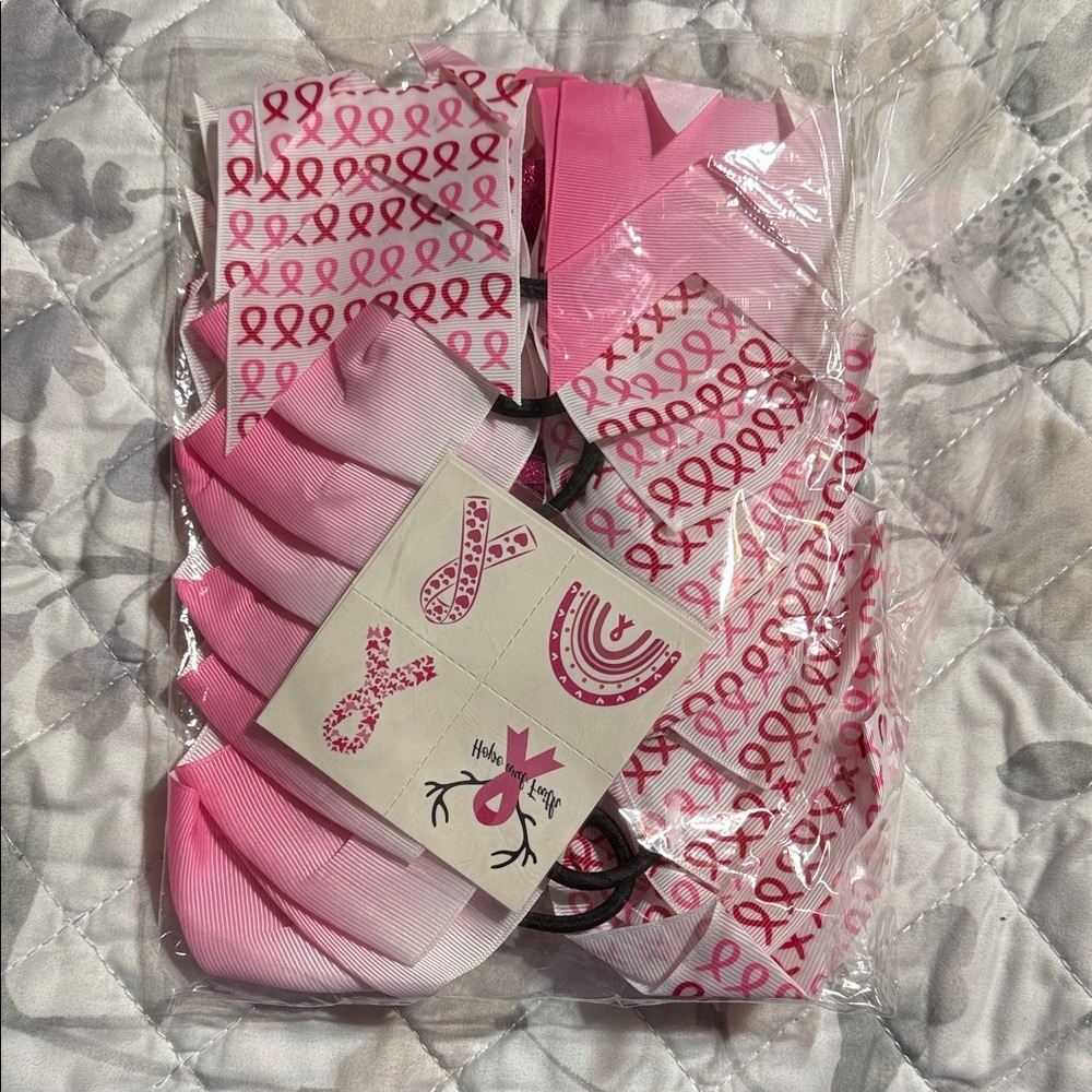 Pink Ribbon Hair Accessories Set